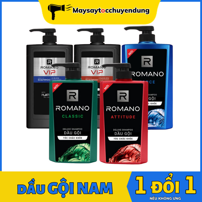 Dầu gội Romano hương nước hoa Classic/ Attitude/ Force/ Gentleman 650g/chai - 4 mùi hương Nam Tính Cao Cấp