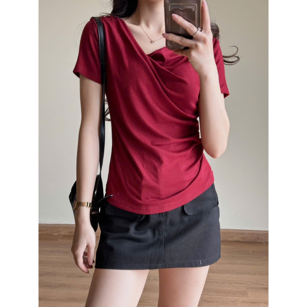 XẢ HÀNG GIÁ GỐC Áo Thun Cổ Thuyền Đổ, Áo Thun Zip Chất Vải Co Dãn Thoáng Mát, Áo Phông Kiểu Dáng Vừa Miho House | BigBuy360 - bigbuy360.vn