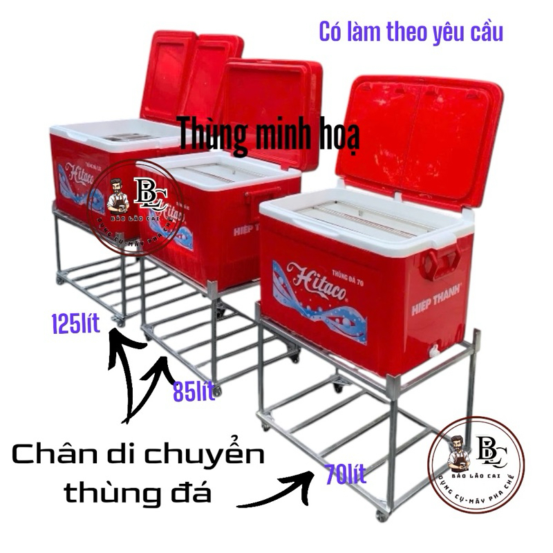 khung chân đế di chuyển cho thùng đá HITACO 70L,85L,125L, bánh xe chịu lực 150kg,(không kèm thùng)