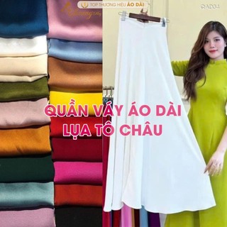  Quần giả chân váy mặc áo dài cách tân nữ truyền thống lụa may sẵn Tô Châu 110cm ống xéo dự tiệc cưới lễ tết đẹp QAD34 