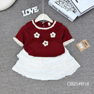 Đồ bộ bé gái, set váy áo cọc tay noel thiết kế ren đính nơ mix chân váy 2 tầng bồng xoè cho bé từ 8-20kg Miuly Kids