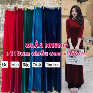 Quần mặc áo dài Nhung cách tân nữ truyền thống 110cm CHAANG may sẵn QAD14 quần màu đỏ đen vàng dự tiệc cưới lễ tết đẹp