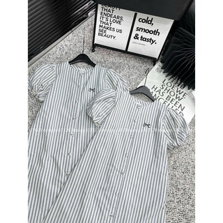 Váy kẻ cúc bọc thêu nơ sm