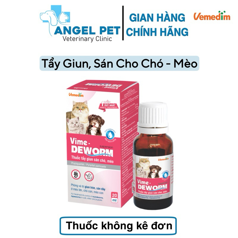 Vime Deworm Vemedim Loại Bỏ Giun Sán Cho Chó Mèo Chai 20ml