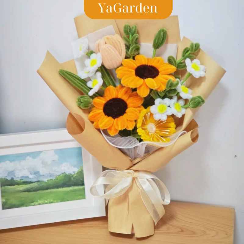 Bó hoa hướng dương kẽm nhung loại 1 trang trí decor , bó hoa handmade làm từ kẽm nhung quà tặng ý ng