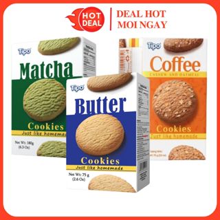 [ĐỦ VỊ] Bánh Trứng Tipo Matcha/Cà Phê Hạt Điều/Socola Hạt Điều Yến Mạch/Bơ sữa Cookies Hộp 75gram