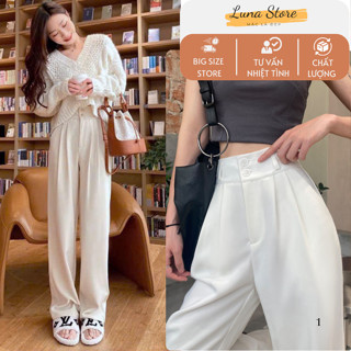 Quần ống suông rộng, quần âu culottes nữ 2 khuy giữa dáng dài cạp cao tôn dáng by LUNA M038