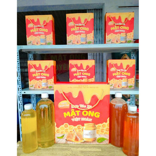 HỘP QUÀ TẶNG MẬT ONG ( SET QUÀ TẶNG 3 LÍT MẬT ONG  HOA VẢI) LÀM QUÀ BIẾU
