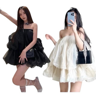 319 - (loại 1 có kèm quần) Áo babydoll voan phồng 2 tầng Trâm Anh Boutique chất liệu voan xốp, sang chảnh