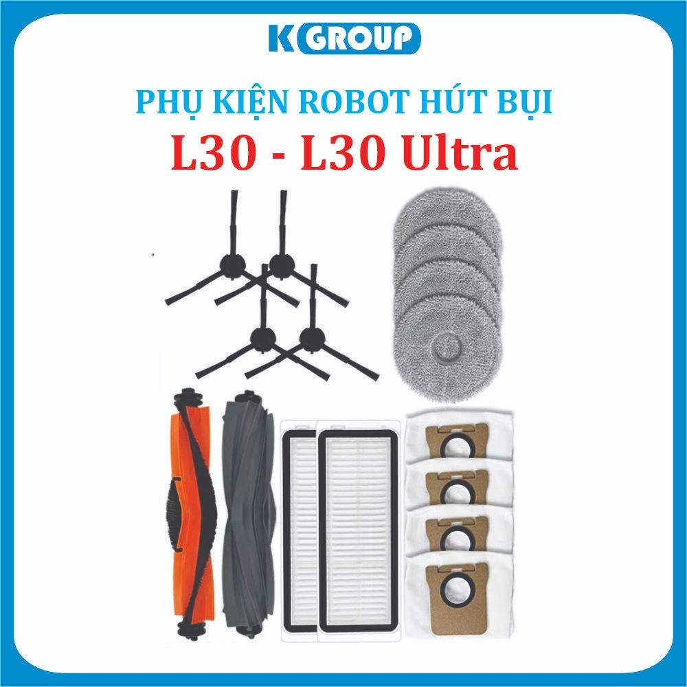 Phụ kiện Robot hút bụi Dreami L30- L30 Ultra, Lọc hepa , Khăn, Chổi giữa, Chổi cạnh, Túi rác