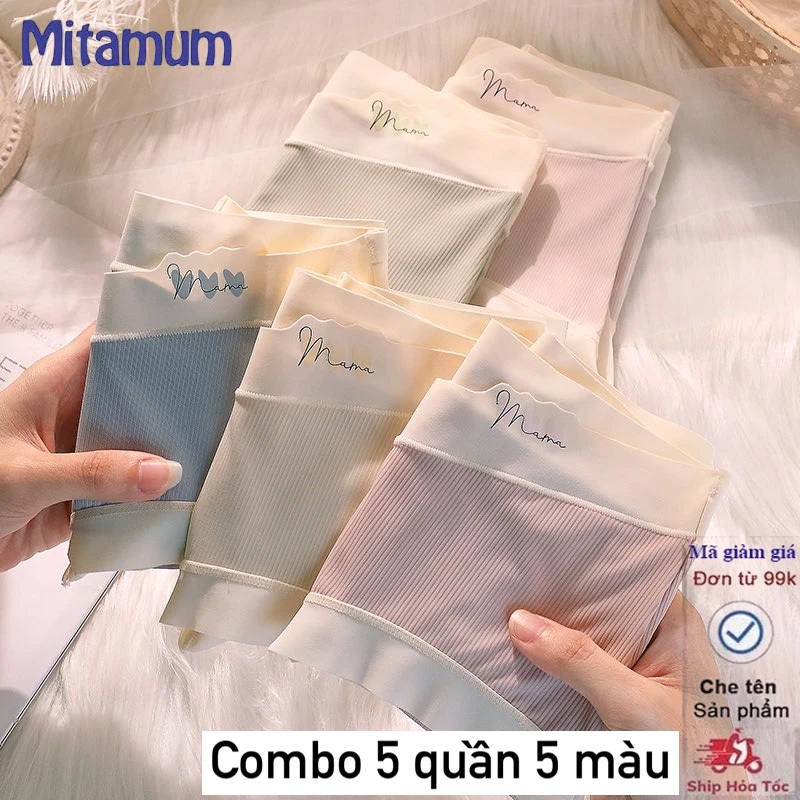 COMBO Quần lót bầu Thun Tăm Lạnh cạp chéo nâng đỡ bụng bầu tránh chạm vết mổ kháng khuẩn Mitamum