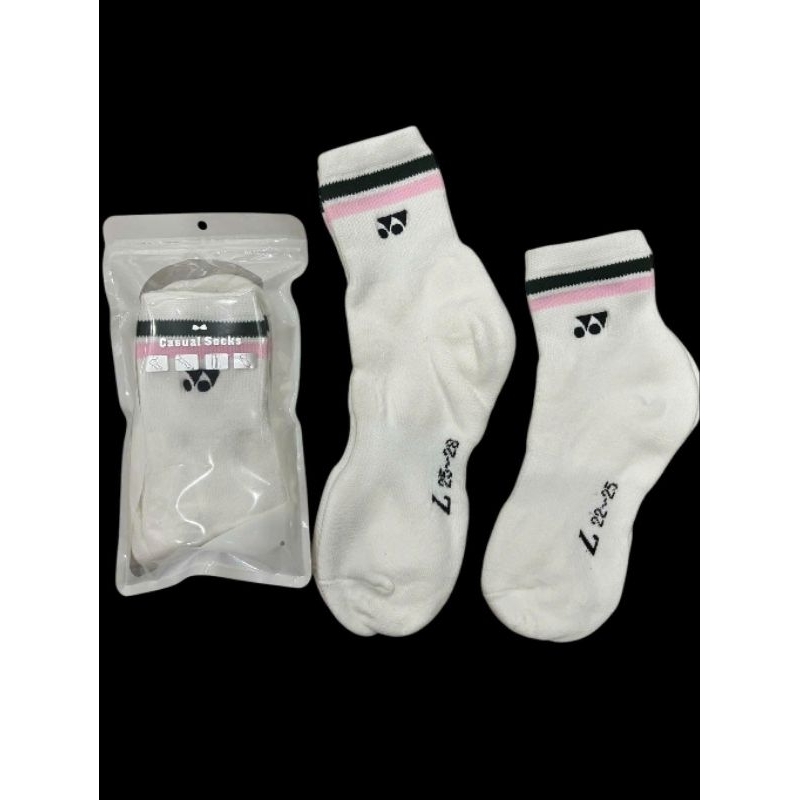 VỚ TẤT HỒNG nữ chính hãng (YONEX) kẻ viền hồng siêu dầy bền , vớ cầu lông , tenis, pickleball, bảo v