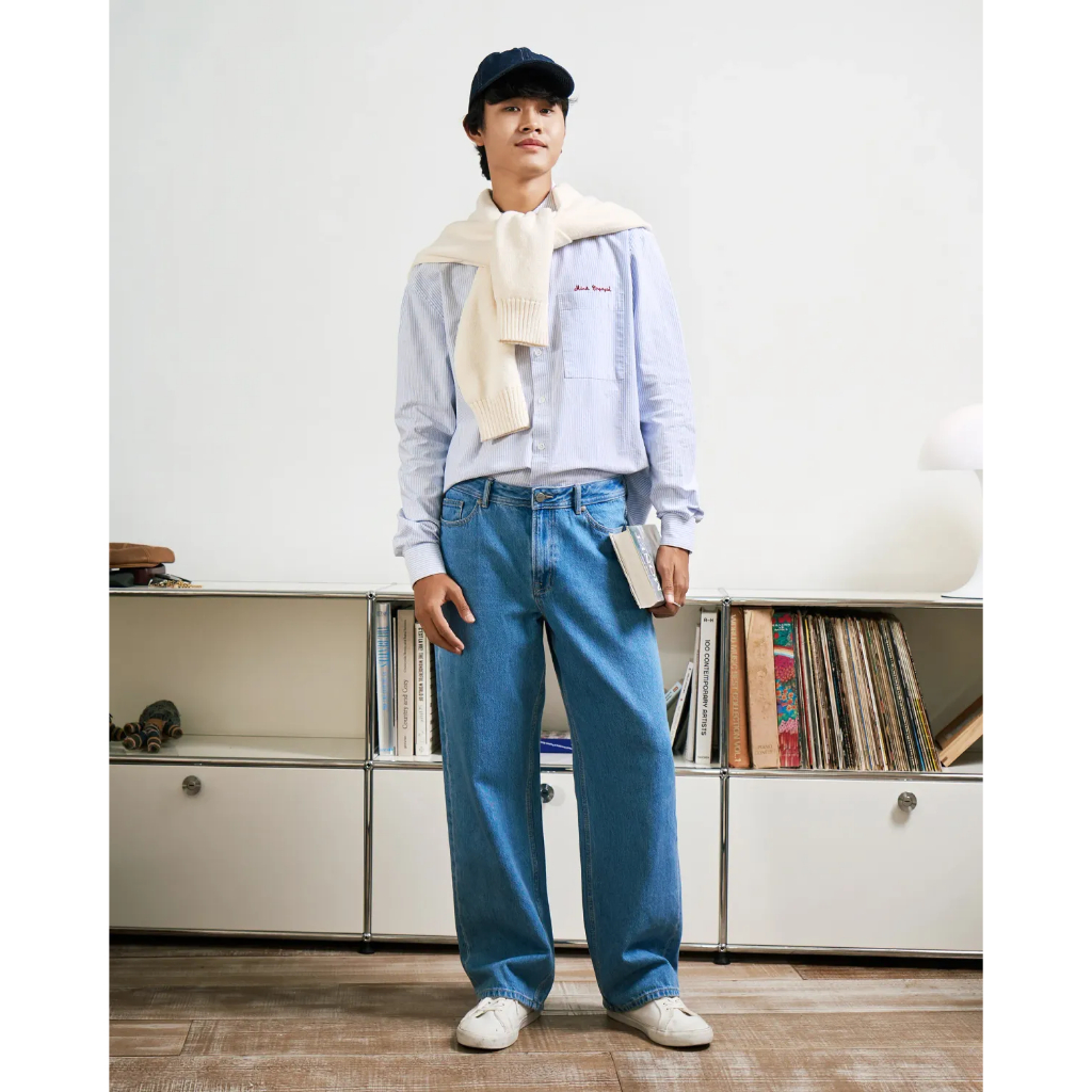 Quần jean nam RT form Straight màu Xanh ( form suông) 10F24DPA038