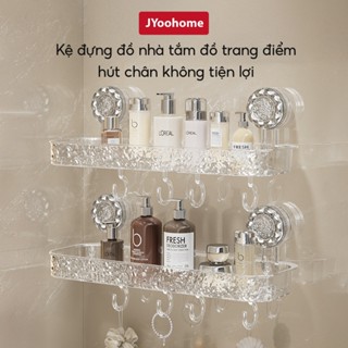 Kệ Nhà Tắm Hút Chân Không Acrylic JYoohome Khay Nhựa Dán Tường Đựng Dầu Gội Sữa Tắm Kèm Móc Treo