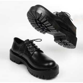 Derby chunky Da Bò Đế Cao Su 4,5cm Bảo hành 1 năm