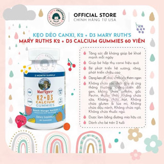 Kẹo dẻo bổ sung canxi Mary Ruth's 60v cho bé 2Y+