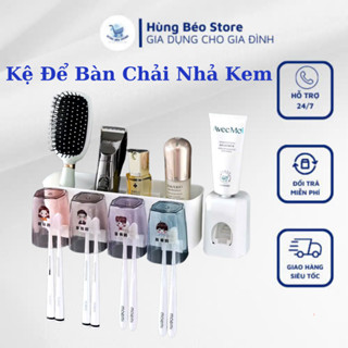 Kệ Để Bàn Chải Nhả Kem Đánh Răng Tự ĐộngThông Minh Giá Treo 4 Cốc Để Đồ Dán TườngDùng Cho Nhà Tắm