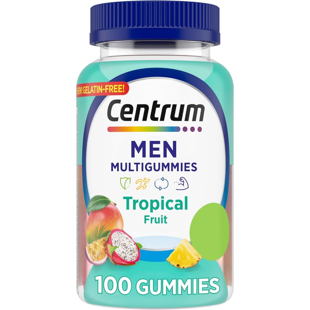 Kẹo dẻo tổng hợp dành cho nam Centrum Men's Multivitamin Gummies, Tropical Fruit Flavors Made from C