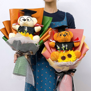   Giá rẻ  Ảnh thật 100%🌻 🎓Bó hoa hướng dương mix gấu bông tốt nghiệp cử nhân🎓 lịch sự đơn giản 