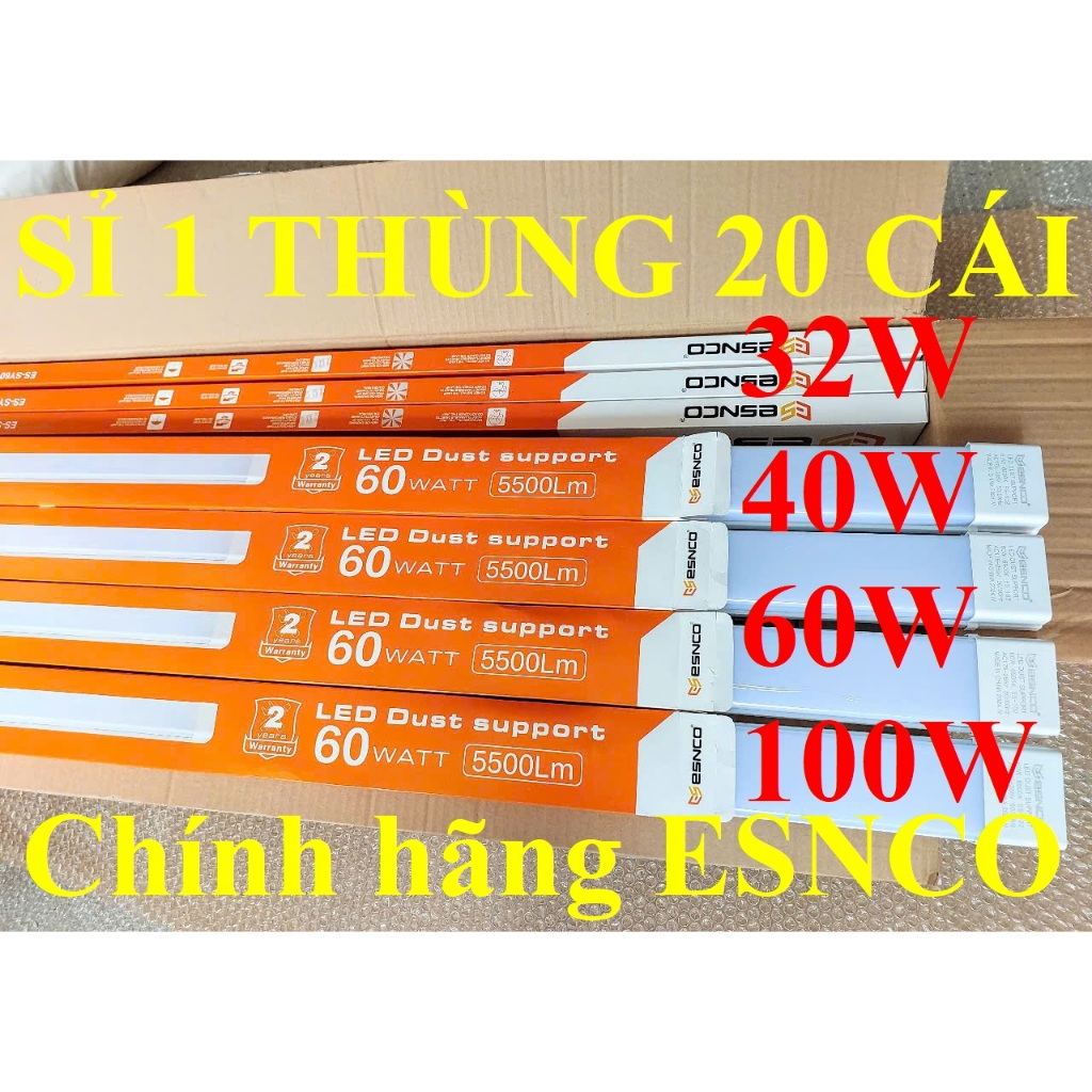 [Bán sỉ]Thùng 20 đèn led bán nguyệt 0,6m 1m2 - 32W 40W 60W 100W ESNCO chính hãng, ánh sáng trắng 700