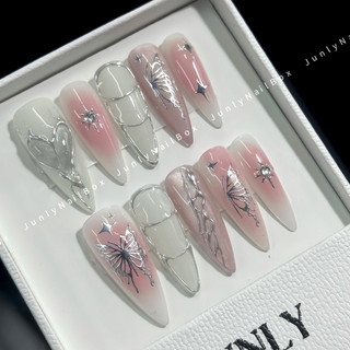 Nailbox Thiết Kế Móng Tay Giả Tráng Gương Hồng Mắt Mèo Y2K 177