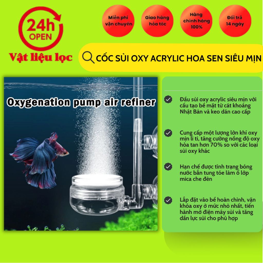 Cốc Sủi Oxy Acrylic hoa sen Siêu Mịn