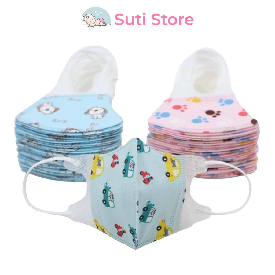 Set 5 khẩu trang 3D túi zip cho bé