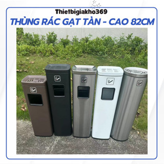  Thùng Rác Gạt Tàn Thuốc Hình Vuông Inox Cao 82cm 