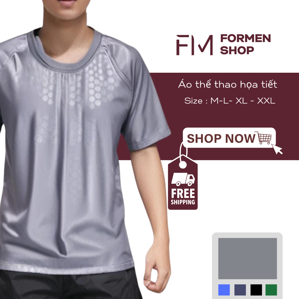 Áo thun thể thao nam, cổ tròn họa tiết bắt mắt - FORMEN SHOP - FMTY002