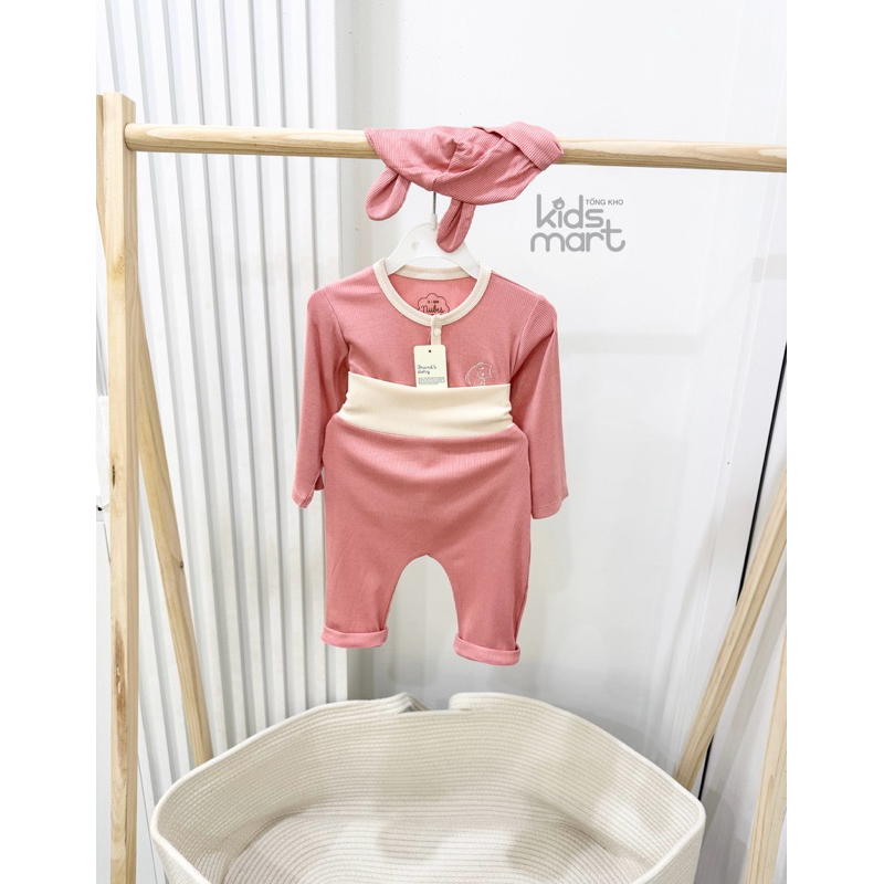Nubes - Bộ sơ sinh dài cài thẳng kèm mũ NB25-SS66