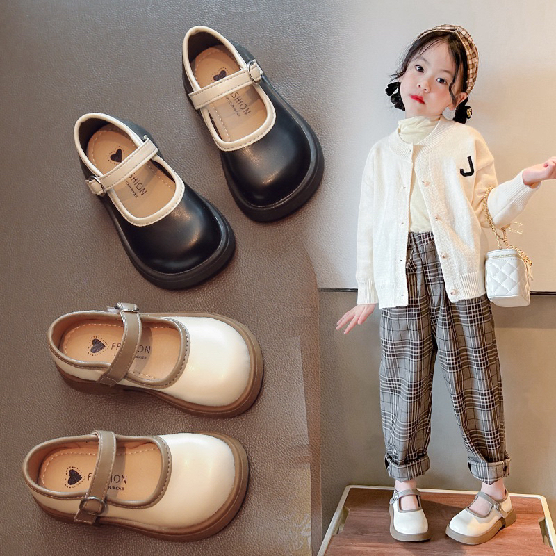 Giày Búp Bê Bé Gái, Giày Bệt Phong Cách Hàn Da PU Mềm Mịn sz 21-30 Mã G48