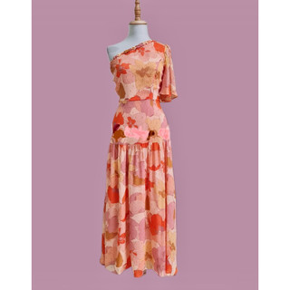 Đầm midi lệch vai One-Shoulder Tay-lor xuất dư xịn size 4