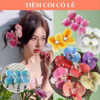   50 màu Kẹp tóc hoa lan hồ điệp nhiều màu phong cách tiểu thư cho bạn gái đi biển-Tiệm Cói Cô Lê 