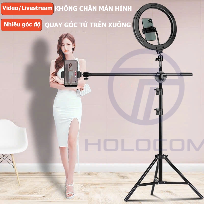 Chân Đỡ Điện Thoại Livestream G210 Kèm Tay Quay 360 Độ Để Chụp Ảnh Quay Video, Chân Quay, Cây Gậy Livestream - HOLOCOM
