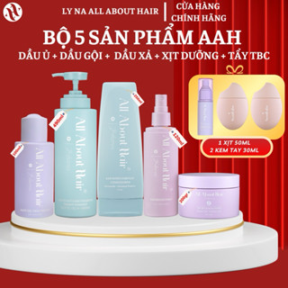 [Tặng 1 Xịt 50ml & 2 Kem Tay 30ml] Full combo ALL ABOUT HAIR OIL + GỘI + XẢ + XỊT VEGAN + TẨY TBC - Chăm Sóc Tóc Khoẻ