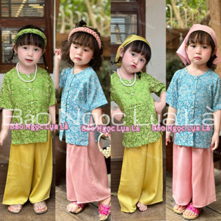 🌺Kèm Khăn🌺 Bộ Bà Ba Cho Bé Gái ( Áo và Quần và Khăn) Vải Gấm Cao Cấp (Ảnh Shop Chụp)
