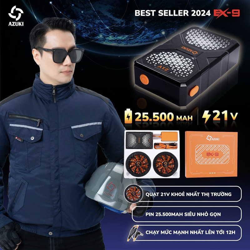 BỘ PHỤ KIỆN ÁO QUẠT ĐIỀU HOÀ CHÍNH HÃNG Azuki FAN NEWSEASON Ex9 pin PIN LÊN TỚI 25.500mah