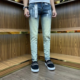  quần bò nam pơ pồ xanh vàng trơn vảy sơn bốn cúc tang lụa 