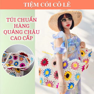   Túi rỗng Túi quai xách hoa làn quai xách đan len hoa hàng cao cấp-Tiệm Cói Cô Lê 