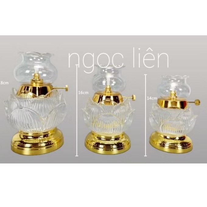 Đèn đốt dầu thủy tinh 09 trắng thắp sáng bàn thờ thần Tài bàn thờ Phật bàn thờ gia tiên bàn thờ vong