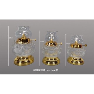 Đèn đốt dầu thủy tinh 09 trắng thắp sáng bàn thờ thần Tài bàn thờ Phật bàn thờ gia tiên bàn thờ vong