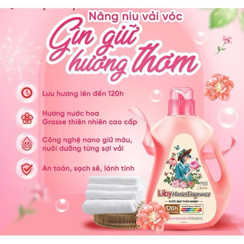 NƯỚC GIẶT LIBY MASTERFRAGRANCE HƯƠNG HOA GRASSE THIÊN NHIÊN 2KG