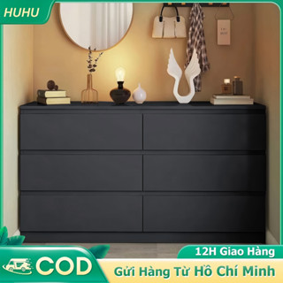  HUHU Tủ gỗ đa năng 6 ngăn kéo kích thước Tủ Đầu Giường Gỗ D120xR40xC70 tiện lợi và bền đẹp 