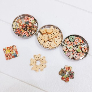 Cúc gỗ trang trí 15mm (gói 10 cái)