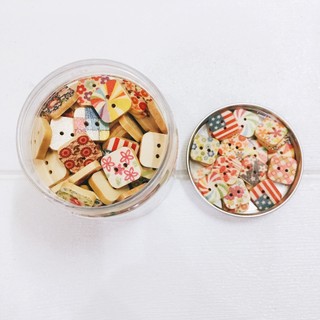 Cúc gỗ trang trí 15mm (gói 10 cái)