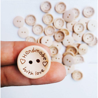 Cúc gỗ handmade with love (gói 10 cái)