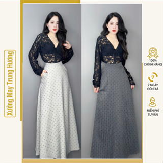  Chân váy dáng dài công sở nữ  Chân váy suông dáng A kẻ tim dài 90cm 