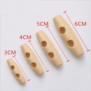 Cúc gỗ dài 2 lỗ 3cm trang trí (gói 10 cái)