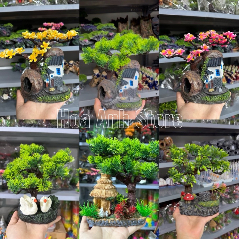 Mô hình tiểu cảnh trang trí bể cá , hòn non bộ ..