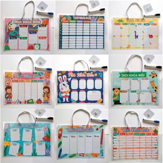 Thời Khóa Biểu Học sinh A4 ép Plastic kháng nước viết xóa dễ dàng sẵn dây móc treo và bút